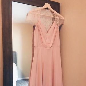 Blush Pink Lace Midi Dress